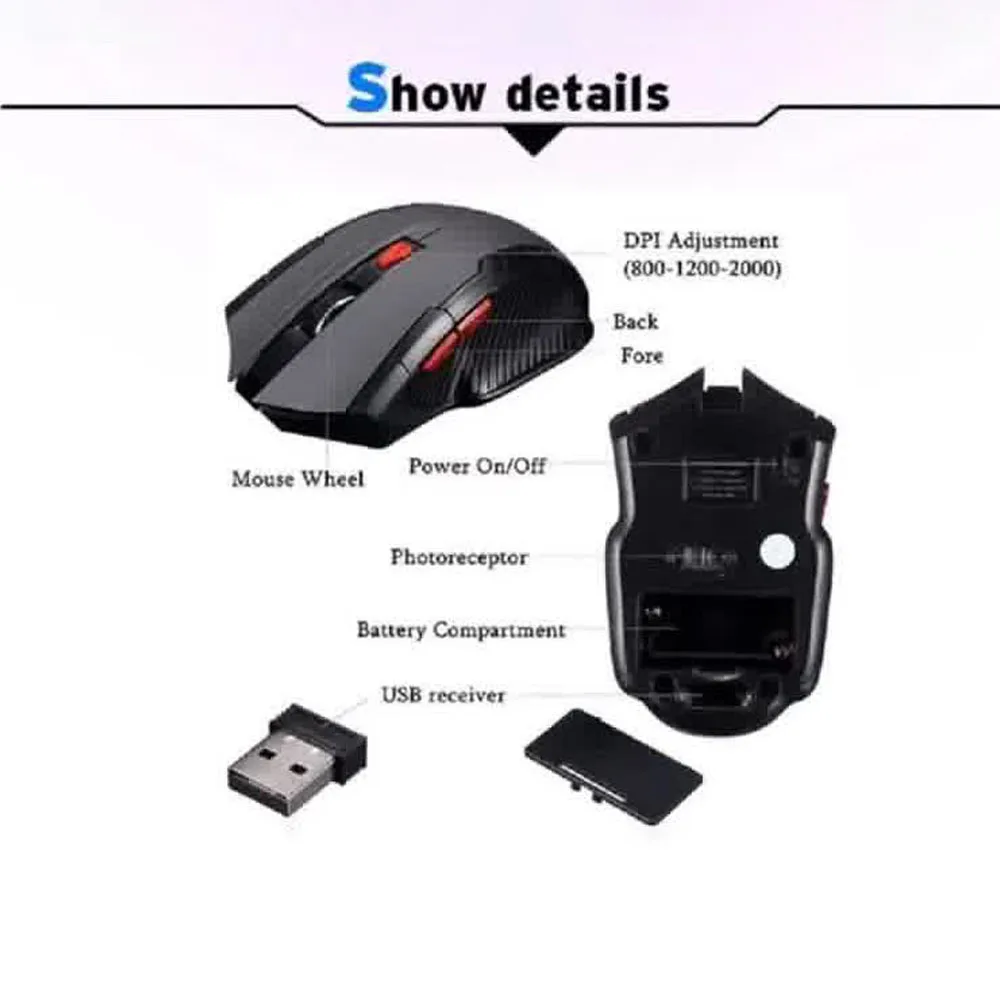 Игровая беспроводная мышь, портативная игровая домашняя офисная настольная мышь, ноутбук, универсальная цветная фотоэлектрическая мышь для Windows 2000/xp/vista