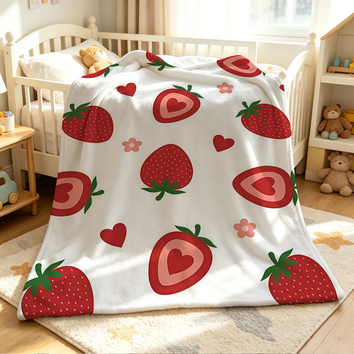 Berry Joy Flannel Blanket Warm Soft Halloween Christmas Couch Warm Cozy Decorative Decor Gift for All Season