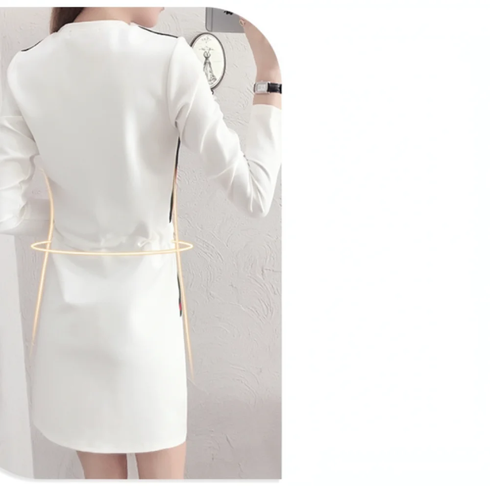 Elegant Women V Neck Long Dress 2025 Autumn Winter Casual Korean Style Loose Fit Midi Skirts Comfortable Slimming Wear