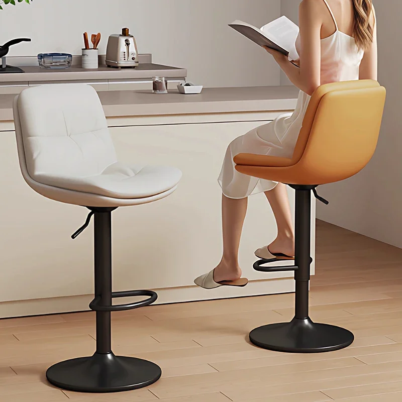 

#Cream Modern Bar Chairs Balcony With Back Nordic Reception Desks Leather Bar Chairs Relaxing Soft Taburete Alto Home Furniture