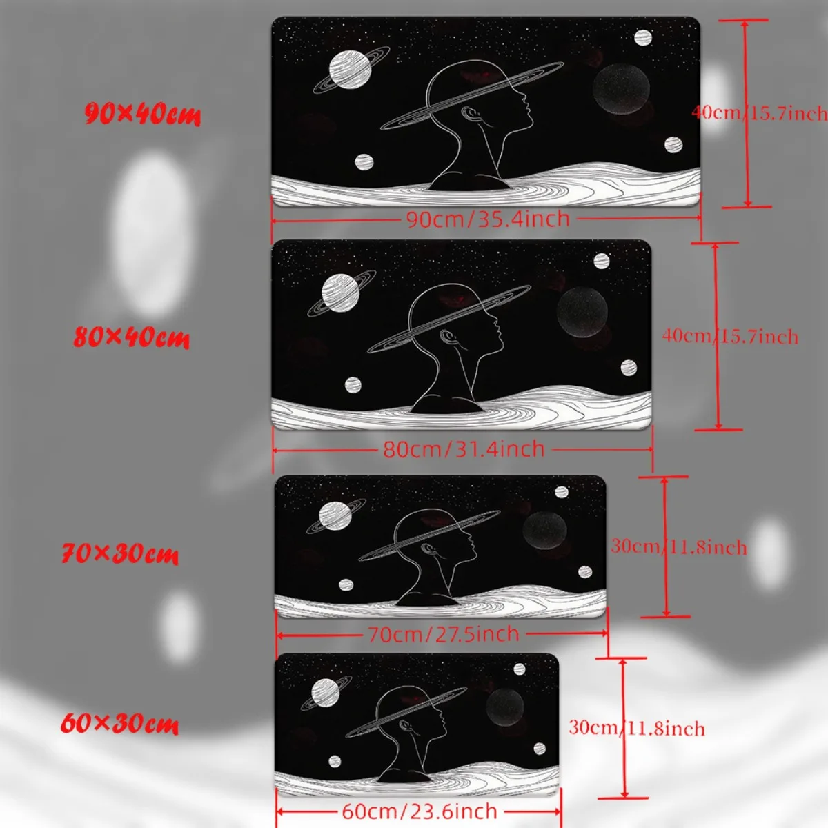 1 Buah Alas Meja Desain Otak Berpikir & Galaksi Kosmik XXL - Alas Mouse Gaming & Alas Keyboard Multi-Fungsi untuk PC, Komputer Kantor