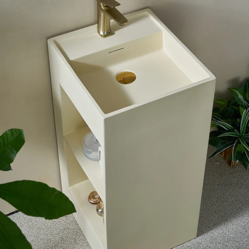 

Corian artificial stone column basin, cream wind integrated floor-standing washbasin, storage storage, column basin