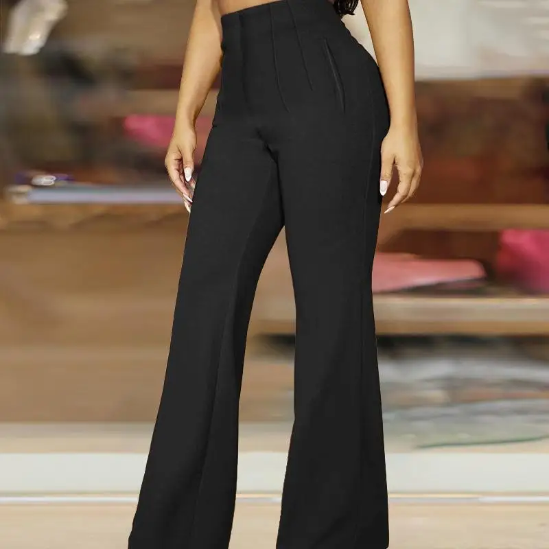 

High Waist Slim Fit Cropped Flared Pants Commuter Trousers Ele Ladies' Busin Pants Comfortable High Waist Long Trousers