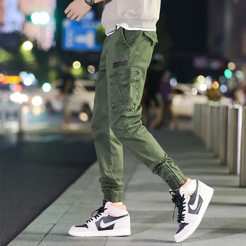 CAAYU-pantalones Cargo para hombre, ropa de calle japonesa con bolsillos laterales, estilo Hip Hop, a la moda, 2022