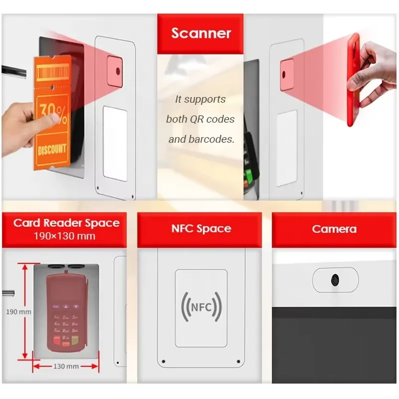 Fast Food Ordering Machine 32 Inch Dual Screen Touch Screen Self Payment Kiosk