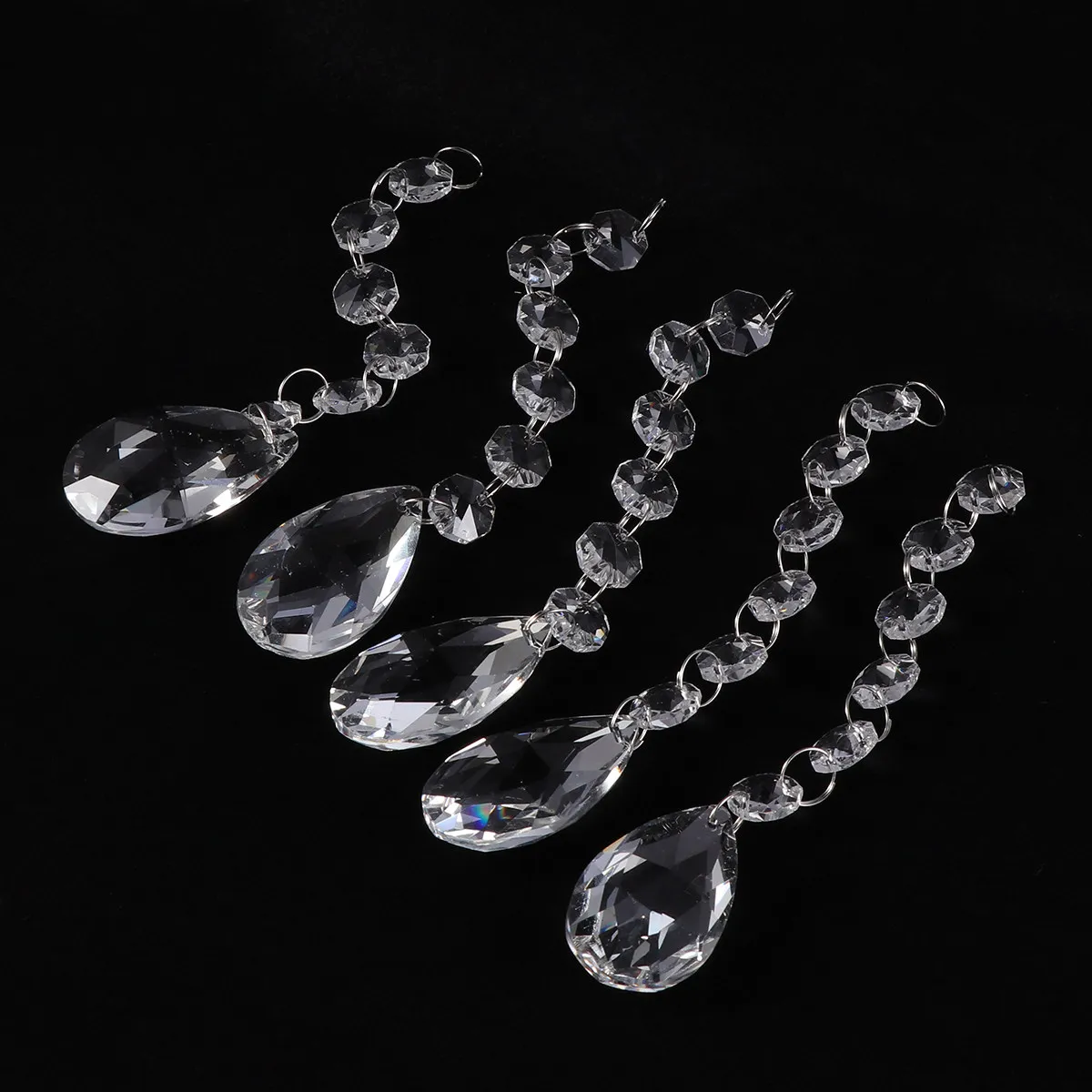 10Pcs Clear Glass Chandelier Pendants Faceted Teardrop Prisms for Lamp Decor Sun Catcher Curtains