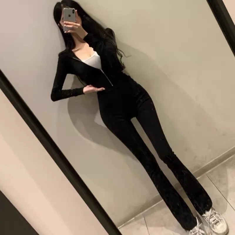 

Dongda Gate New Style Women's Fashionable Hoodie Jacket Casual Long Pants Two-Piece Set Slimming Outerwear Comfortable Cotton