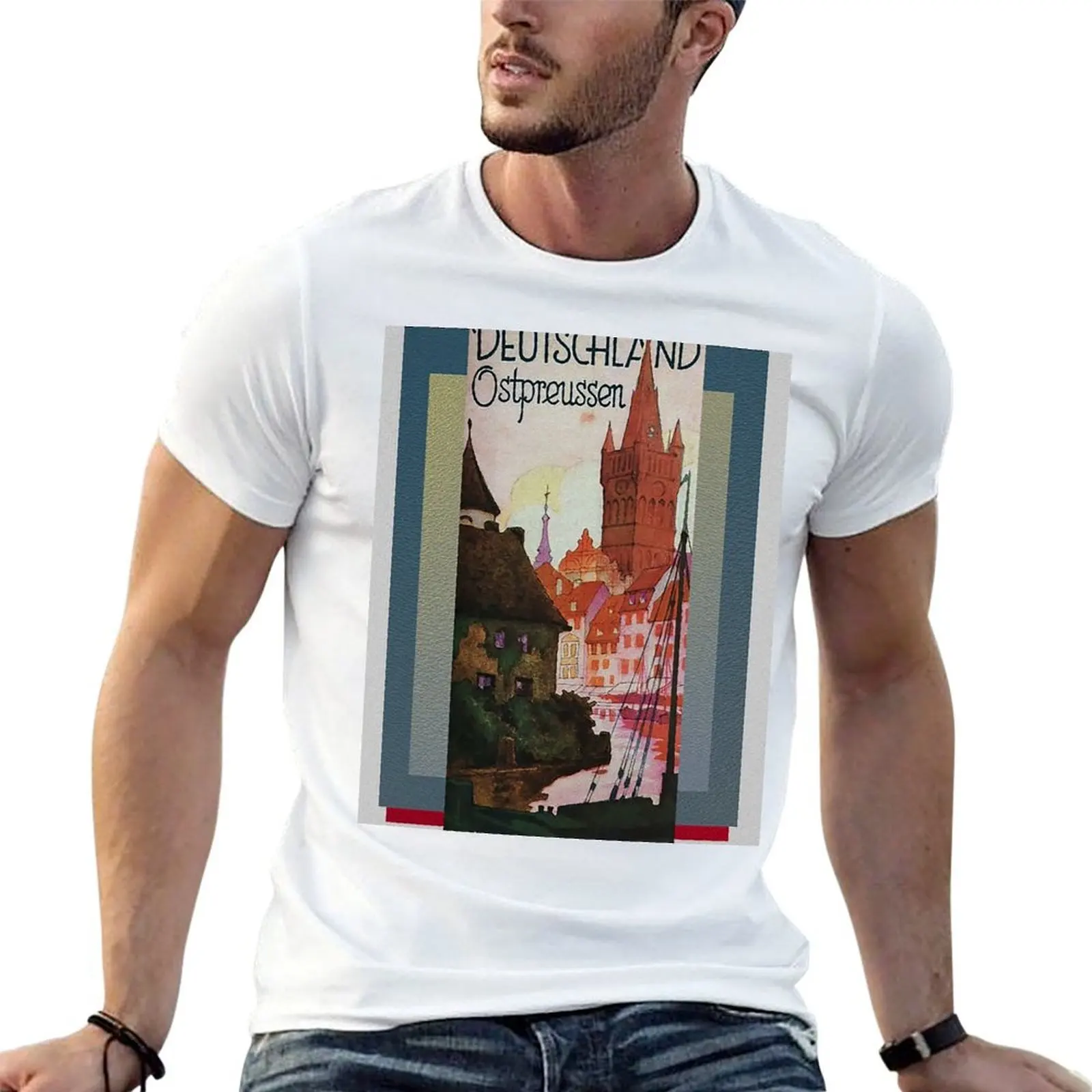 

Мужская футболка для мужчин, мужские рубашки, мужская дизайнерская рубашка, рубашки Brochure Ostpreussen, туристические хлопковые забавные чехлы для