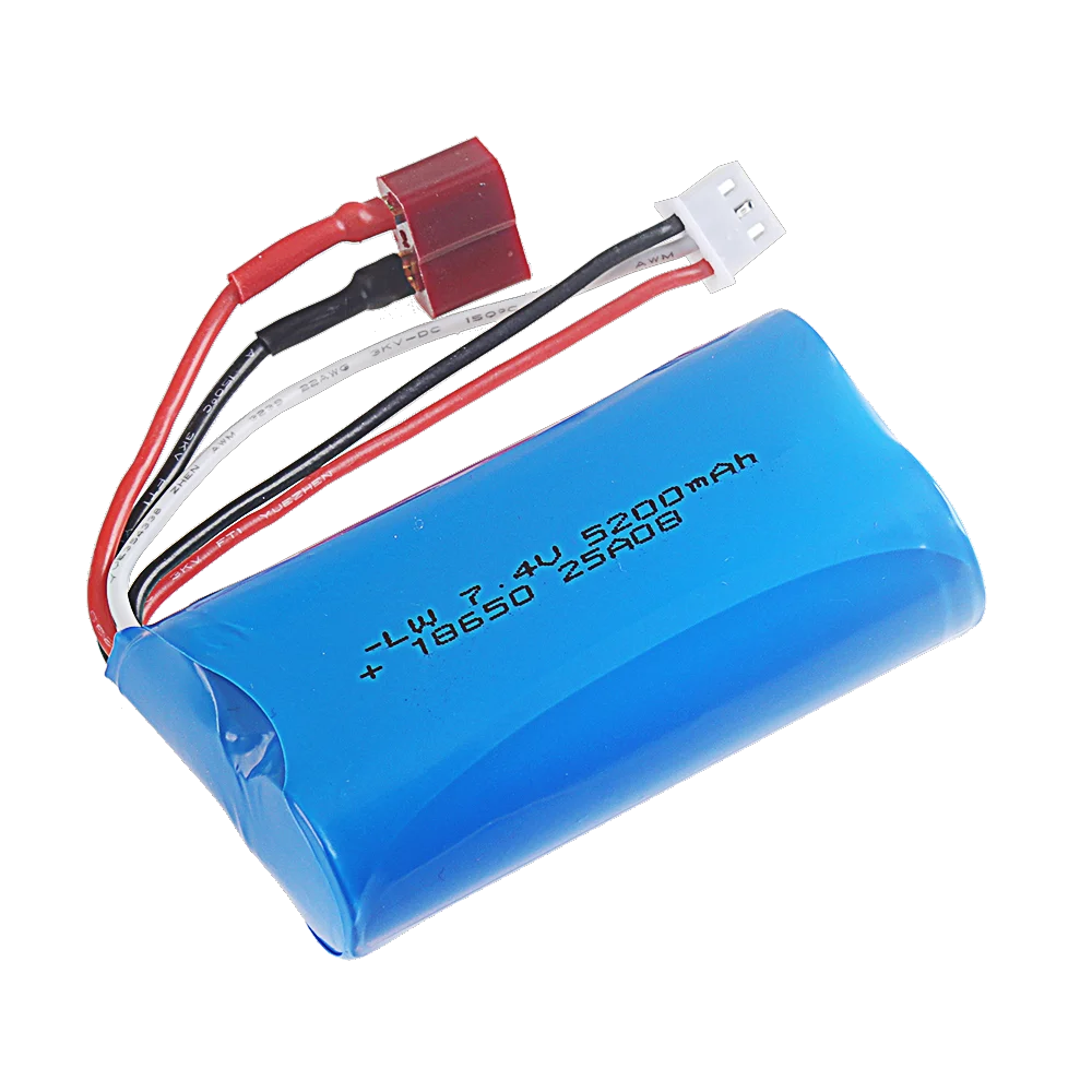 18650 Li-ion Battery 7.4V 5200mAh T Pulg For Wltoys 144001 10428 /12428/12423 RC Car Parts Battery For SCY-16101 SCY-16102