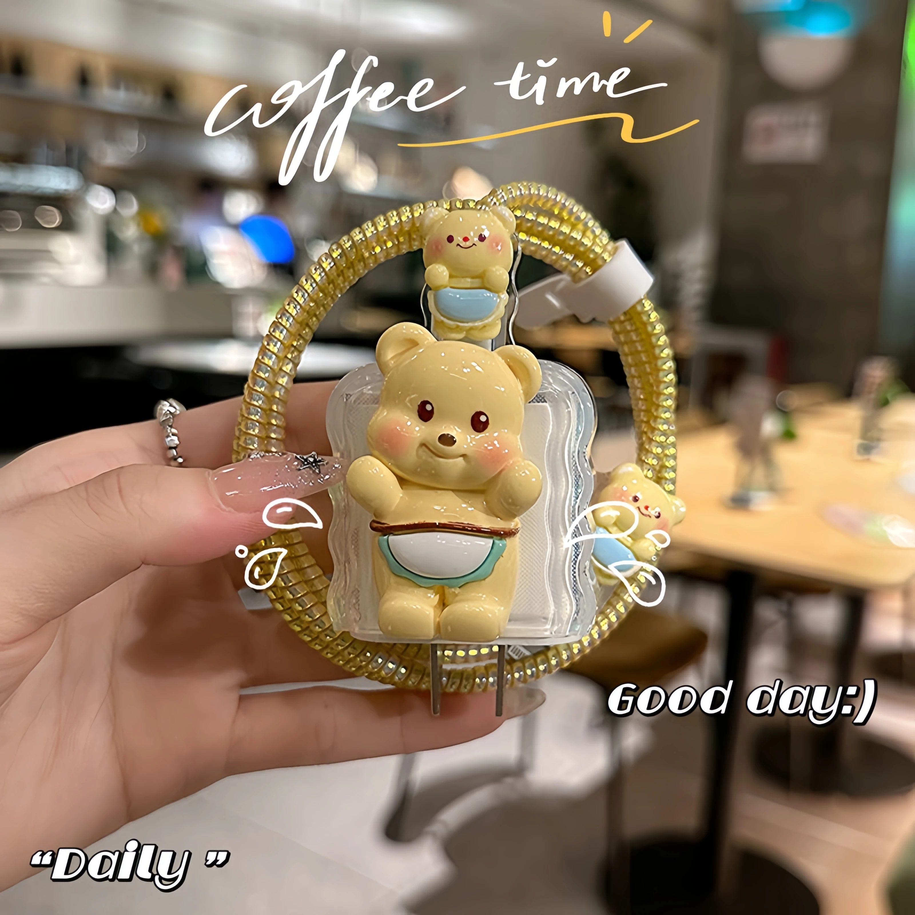 5 Pcs Cute Little Bear Phone Data Cable Protection Case 18/20/30W Suitable For 15 16Promax Charger Iphone 14 13 Fast Charger