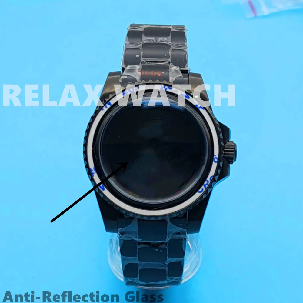 40mm Anti-Reflective Sapphire Glass Pvd Black Stainless Steel Case Fits Nh35 Nh36 Miyota8215 Eta2836 Pt5000 Automatic Movement