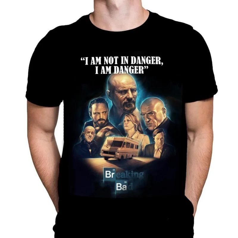 

Danger Breaking Bad print t shirt O-Neck Short Sleeve top Crime Movie Vintage Men's Graphic clothes All size tee S-6XL