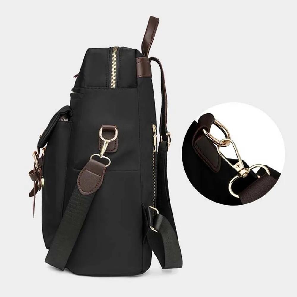 

Elegant Soft Nylon Backpack Multi-pockets Magnetic Buckle Large Capacity School Bag Solid Color Korean Style