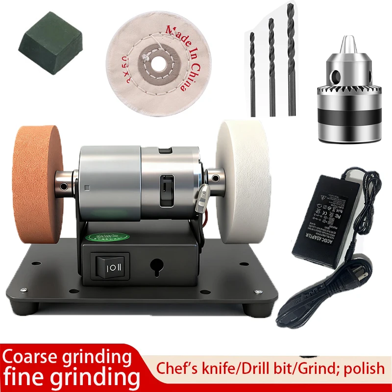 مطحنة منضدة صغيرة بعجلتين، ماكينة سنفرة كهربائية متعددة الاستخدامات للمعادن، الخشب، صناعة السكاكين، تلميع المجوهرات، 6. × 35 بوصة #3