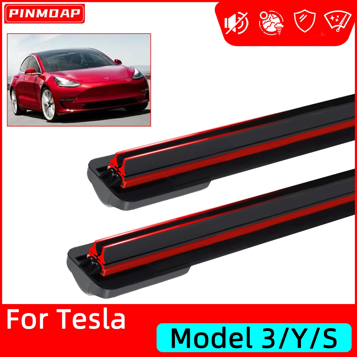 2 SZTUK Podwójna guma do Tesla Model 3 Y S Pióra wycieraczek przednich Szczotki Obcinak Akcesoria Gumowa wycieraczka przedniej szyby Uniwersalna