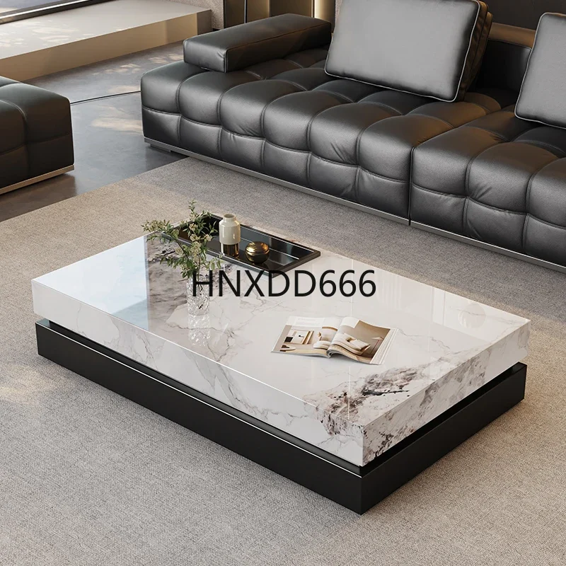 Rock slab coffee table making tea integrated small apartment living room double floor