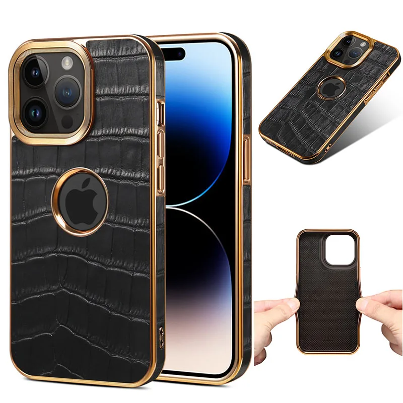 EUCAGR Luxus Krokodil Textur Leder Telefon Fall Für iPhone 15 14 13 12 Pro Max Plus rückseitige abdeckung Schutzhülle Telefon Shell Fall