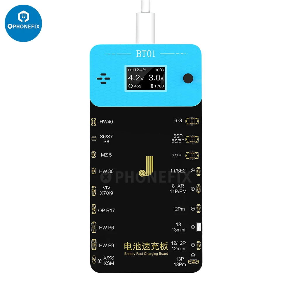 JCID BT01 Battery Fast Charging Board LCD Display Type-C PD Charger Tester For iPhone 6S 7 8P X XS XR 11 12 13 Pro Max Android