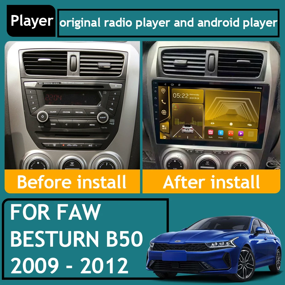 Qualcomm Snapdragon Android 13 For FAW Besturn B50 2009 - 2012 Car Radio Multimedia Video Player TV Navigation GPS No 2din DVD