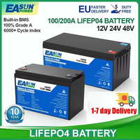 Easun 12v/24v 100/200Ah Lifepo4 Battery Pack Grade A+ Parallel and Customizable +2000 Cycle Life Poland Stock for Home