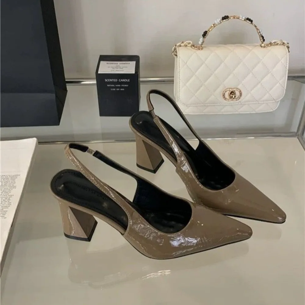 Pointed High Heels, Women's Thick Heels, 2025 Spring/summer New Retro Style Fashionable Sandals
