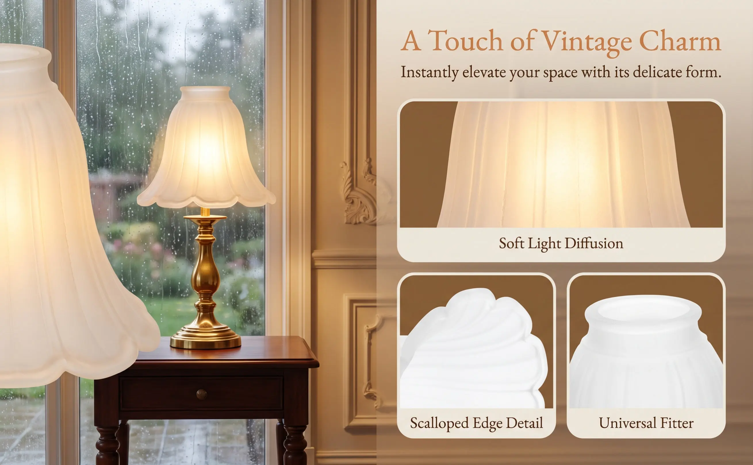 Glass Lamp Shade Flower Shape Exquisite Design Decorative Lampshade Replacement Lamp Cover for Household Hotel Lighting