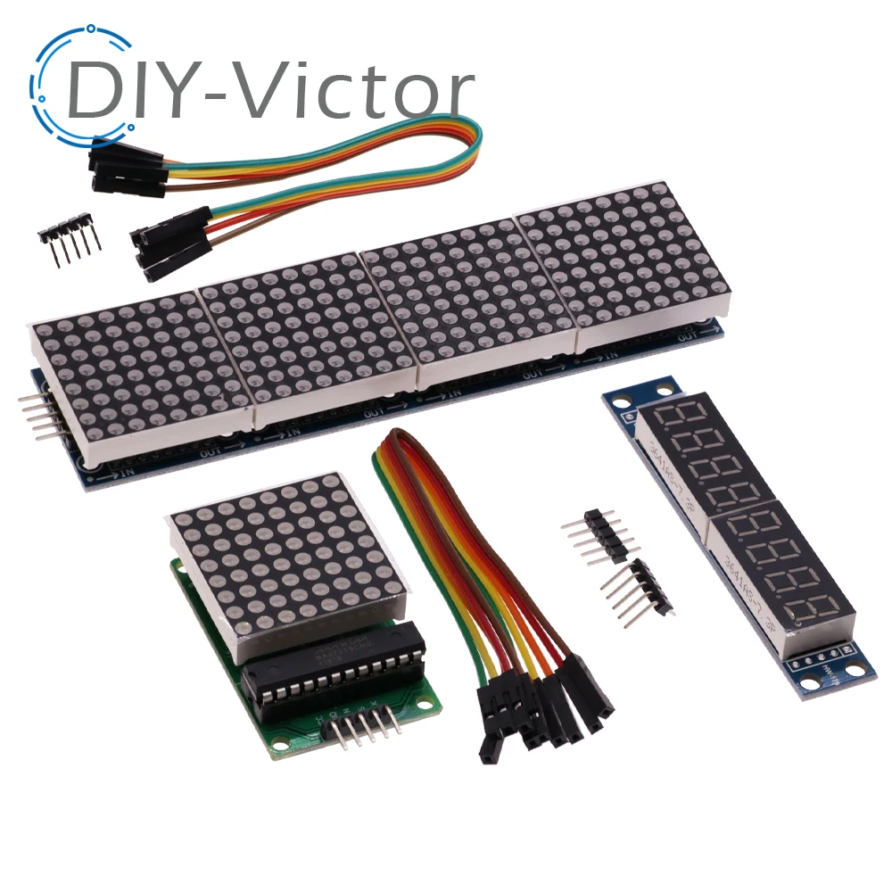 MAX7219 Mikrokontroler LED 4 w jednym wyświetlaczu z modułem liniowym 5P Napięcie robocze 5V dla Arduino DIY 8x8 Dot Matrix Common