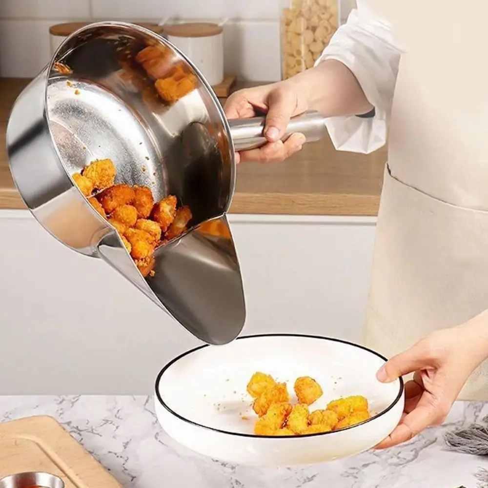 مغرفة الفشار من الفولاذ المقاوم للصدأ مع مقبض بتصميم منقار البط، مغرفة قلي فرنسية، تغليف مريح، مغرفة ثلج، مسرحات الأفلام