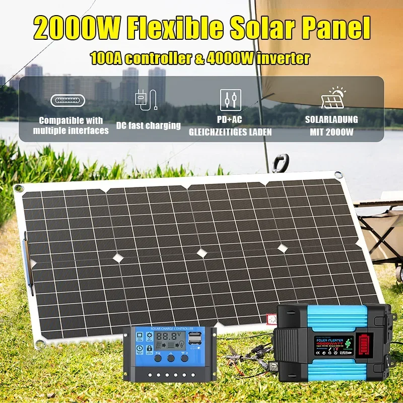 4000W zonnepaneelkit 12V tot 110V/220V – 6000W omvormer 12V batterij opladen voor huis RV kamperen en noodstroom - Afbeelding 5