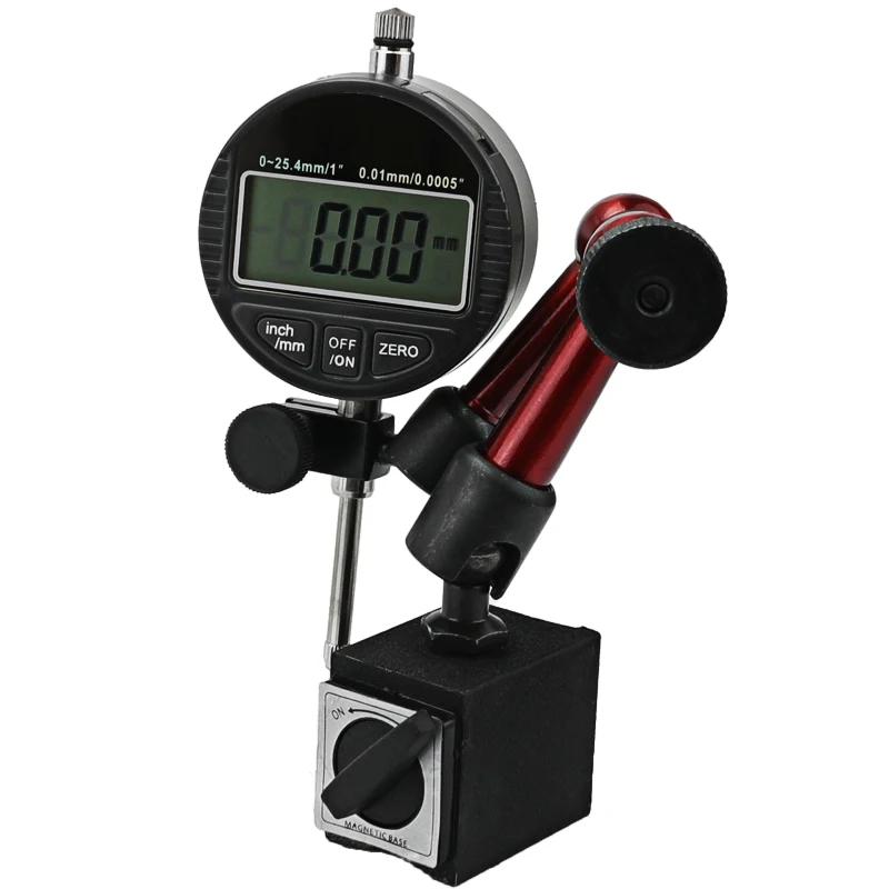 Digital Dial Indicator 0-12.7mm/0.5\'\' 0-25.4mm 0.01mm Mini Magnetic Base Holder Gauge Caliper Measuring Tools