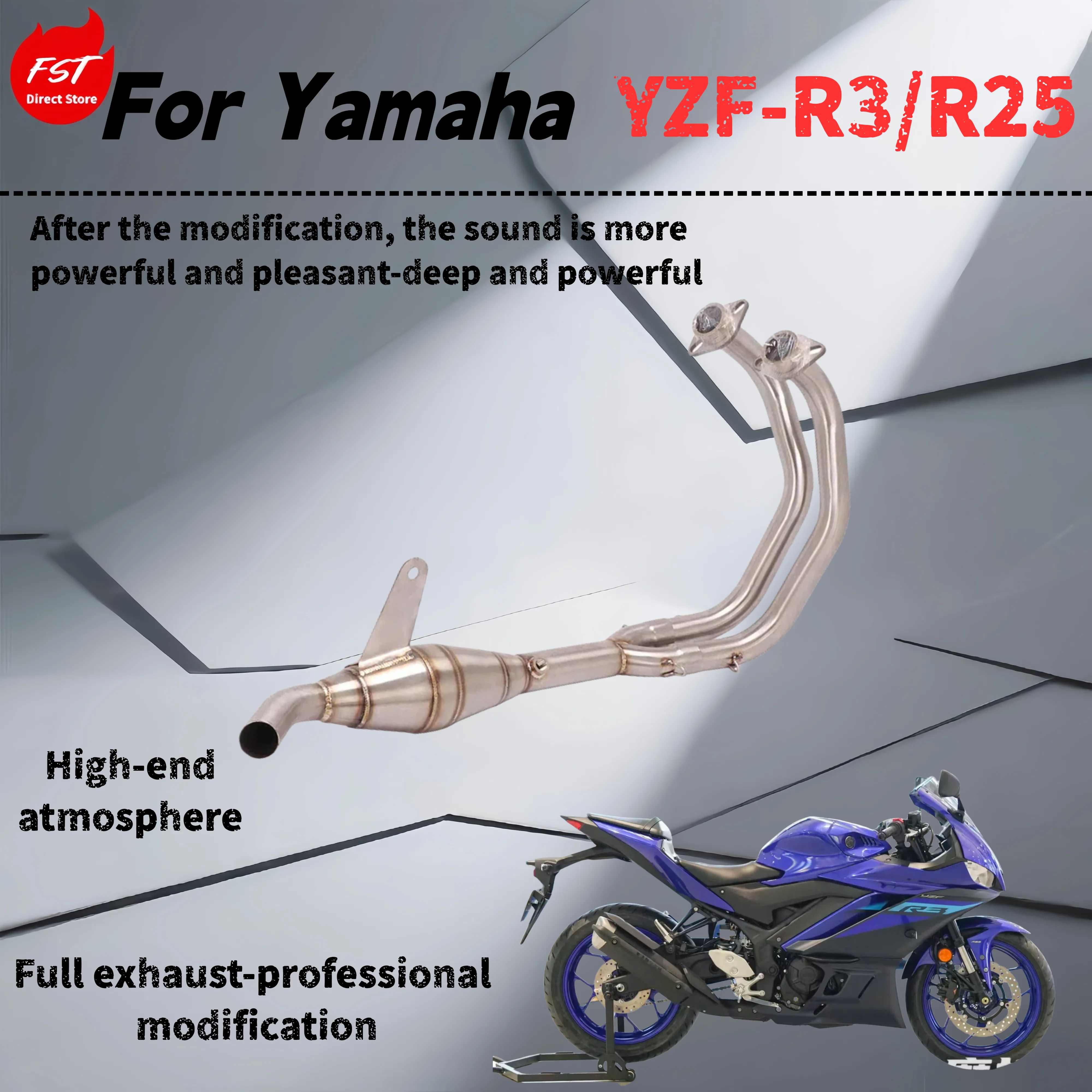 

For Yamaha YZF-R25 R3（14-24） - Modified front exhaust pipe - deep and powerful sound