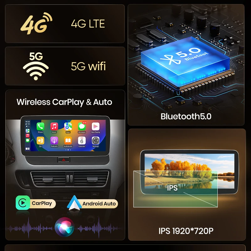 Junsun Qualcomm 665 inalámbrico CarPlay Andorid Auto Radio para Audi Q5 2009-2016 sistema inteligente estéreo GPS Navi Autoradio 3
