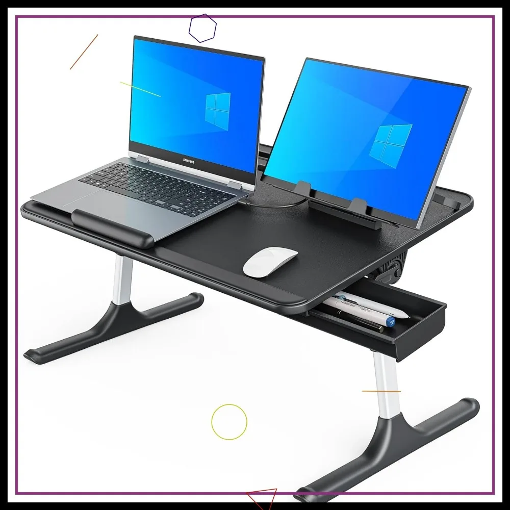 

Extra Large Foldable Laptop Bed Table with Adjustable Height, Reading Stand, and Sliding Feet for Sofa or Floor Use