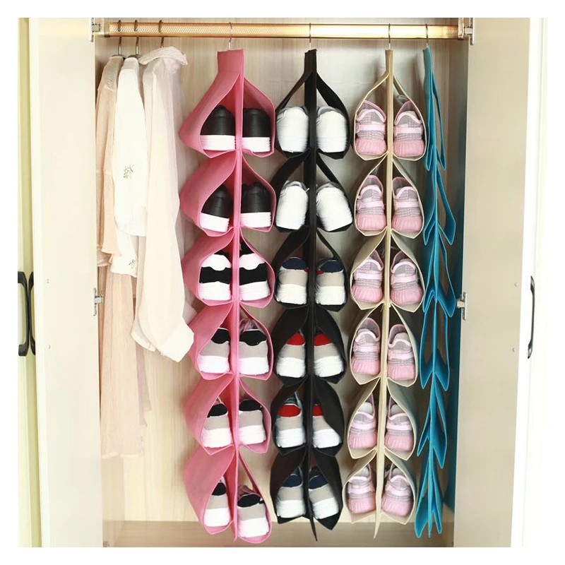 Closet Shoe Rack Hanging Bag for Closet Shoe Organizer Household Products Creative 12 grid Shoe Storage Hanging Bag Thick Style