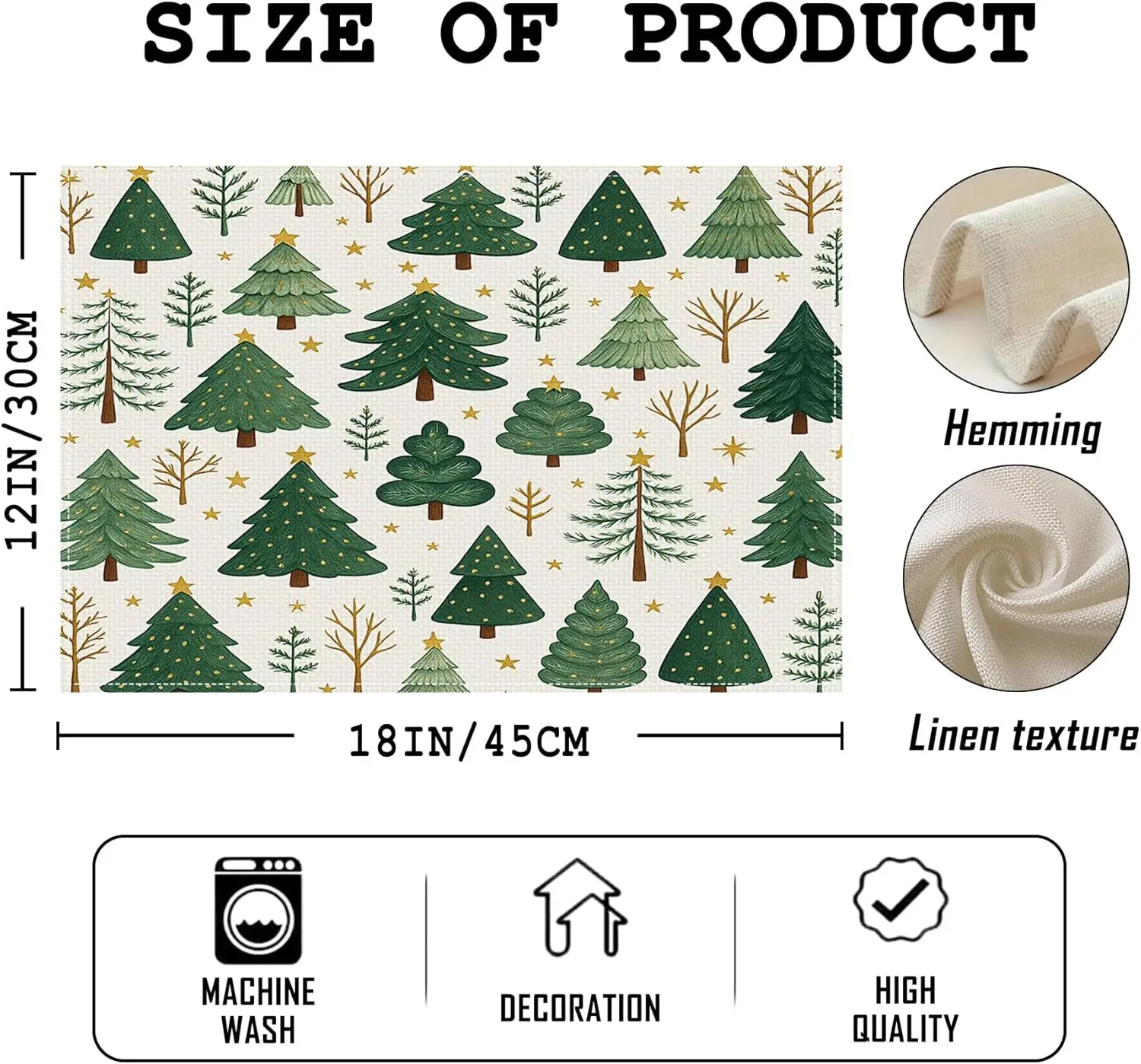 Winter Forest Snowflake Placemats 4pcs, Heat-Insulating & Stain-Resistant Placemats, Christmas Holiday Table Decor