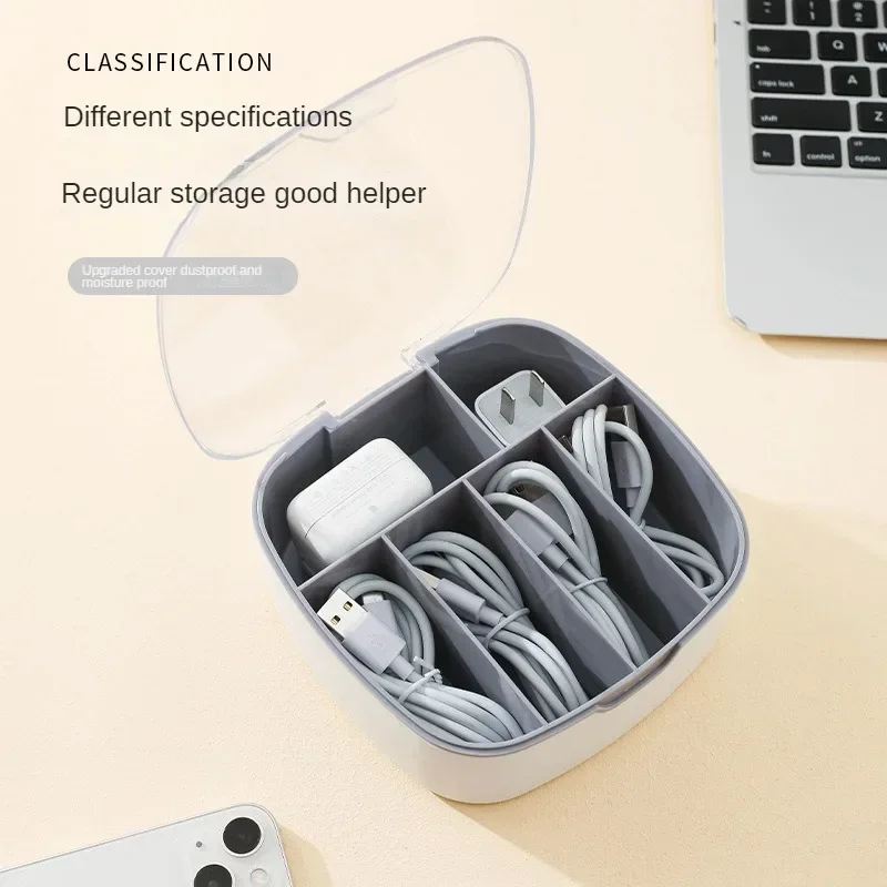 

1pc-Data cable storage box, dust-proof split charging cable storage and management box, plastic desktop phone charging cable sor