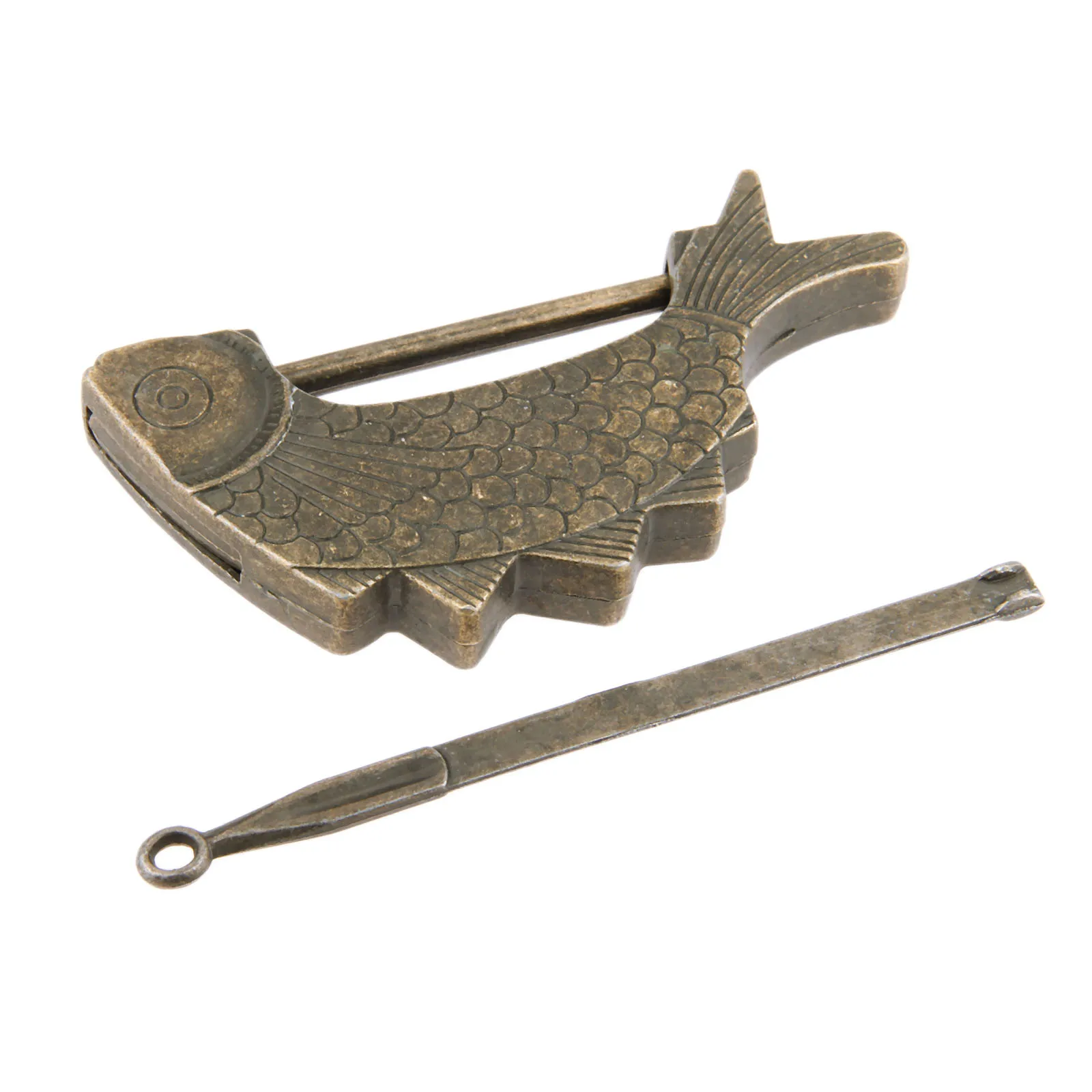 11.7cm Antique Bronze Old Chinese Hasps Lock Jewelry Wooden Box Padlock for Suitcase Drawer Cabinet Hardware Furniture Decor