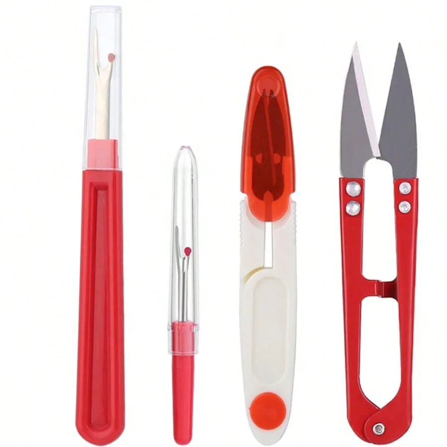 5 Pieces of Red Sewing Tear Machine Kit, Including Thread Tear Machine, Suture Tear Machine, and Scissors for Removing Stitches