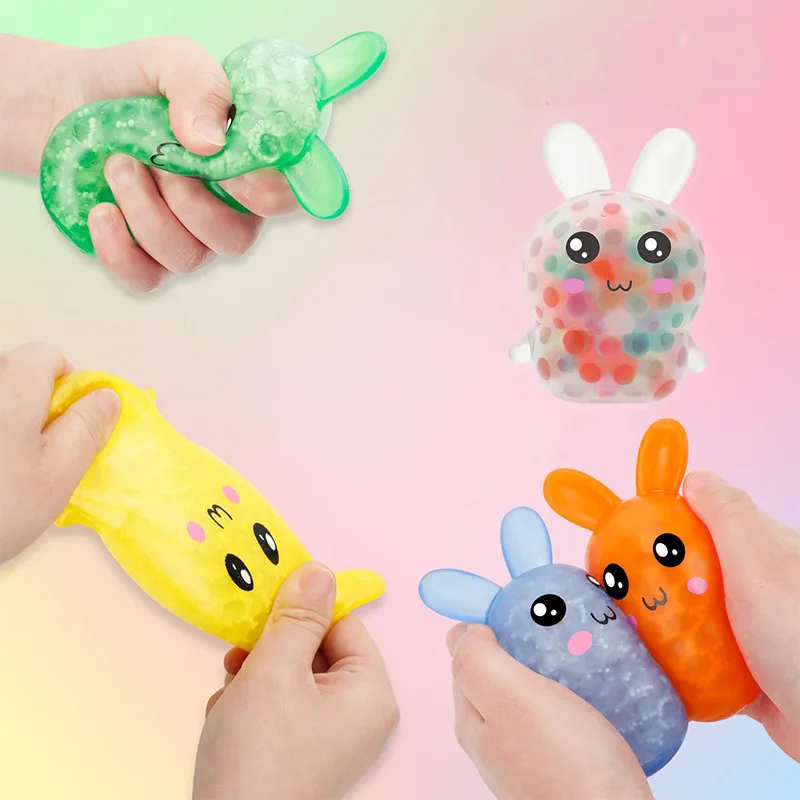 Easter Bunny Stress Balls - 5 Pack Sensory Fidget Toys For Kids And Adults Stress Balls With Colorful Water Beads