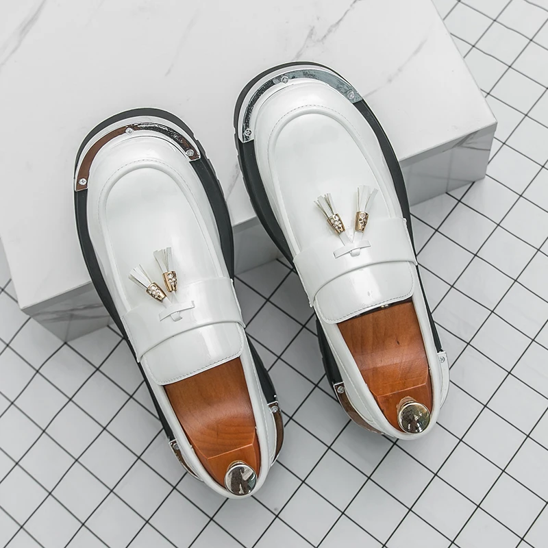 جديد الرجال الكلاسيكية مهدب أحذية الرجال سميكة سوليد المضادة للانزلاق الأعمال أحذية بدون كعب أنيقة الأوروبية الأمريكية مأدبة أحذية الرجال أحجام 38-46 #5