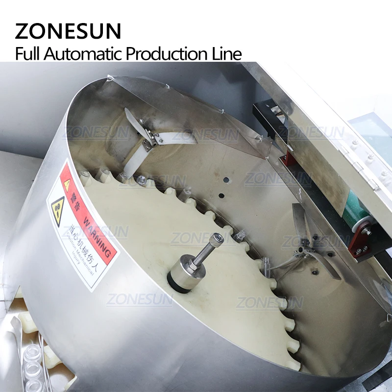 ZONESUN Fully Automatic Magnetic Pump Four Heads Juice Ink Round Bottles Filling Capping Labeling Machine Line For Production