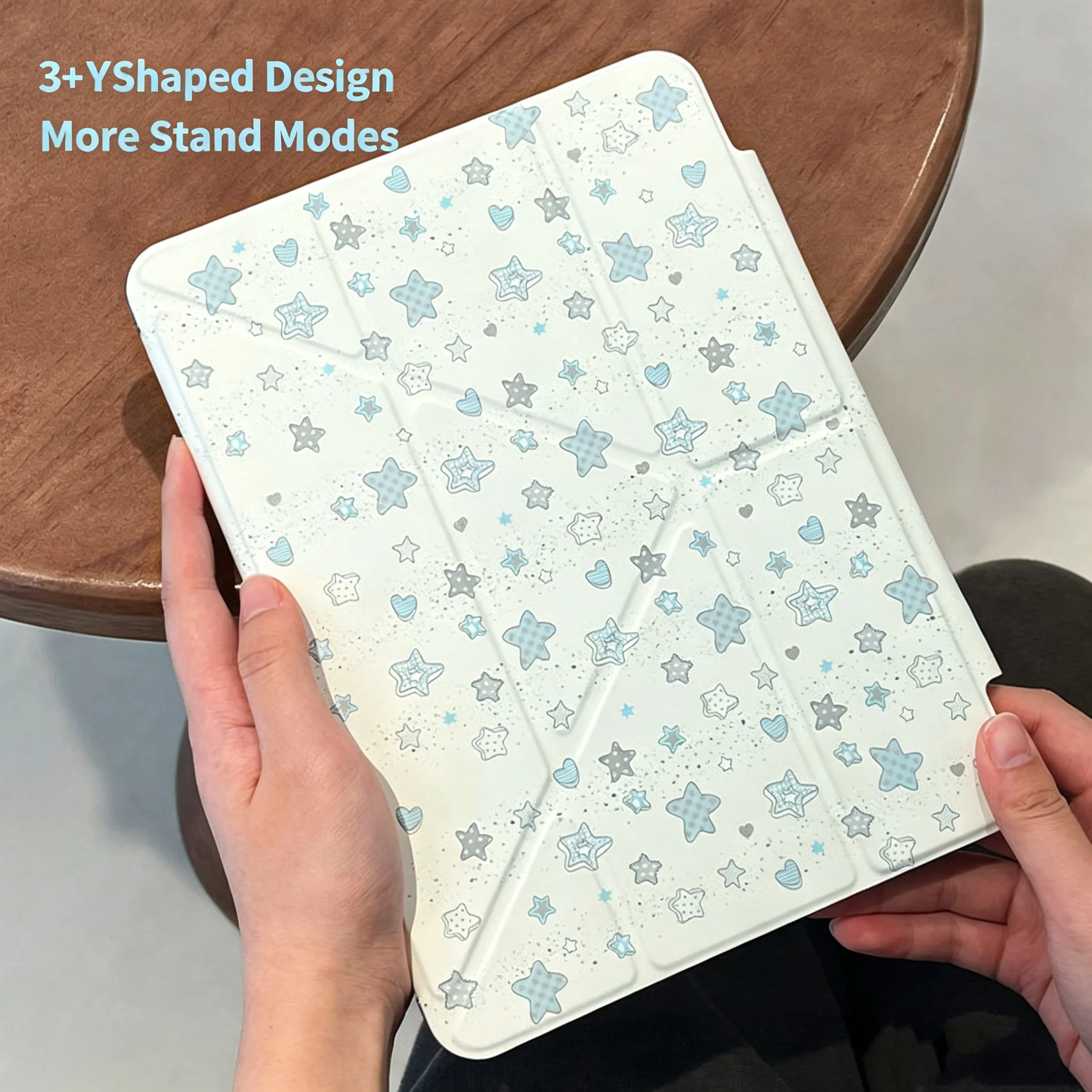 Blue Star Ink iPad Case Fits iPad 10/11th, 2026 Air 11, 2025 Pro 11/13, Mini 6/7, Y-Fold, Inner Pen Pocket on Buckle, For Stylus