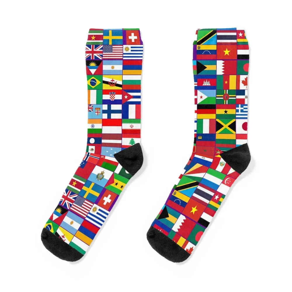 

World Flags Socks fashionable floral Socks For Girls Men's