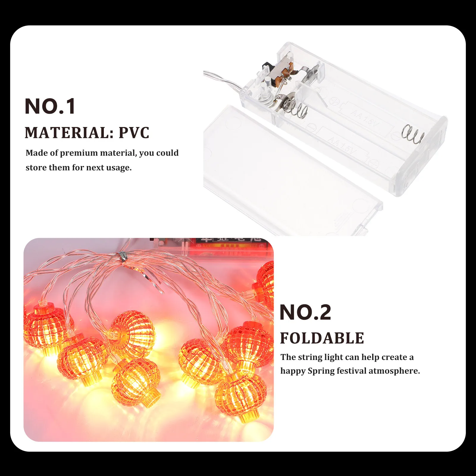 

1Pcs Red Chinese Festival Lantern String Light Battery Powered Premium Decorative Light for Spring Festival Party Banquet Home