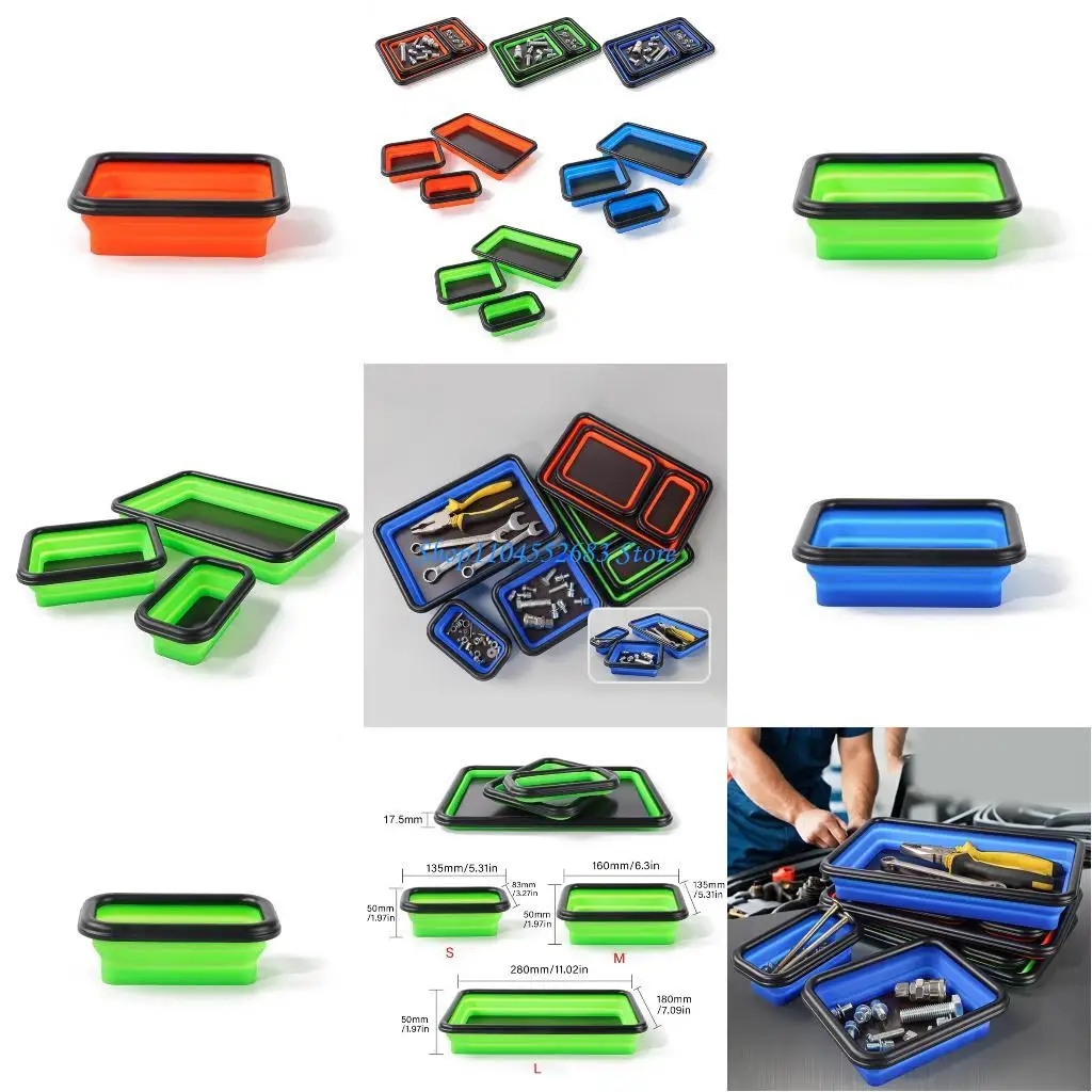 

Y6GD Collapsible Screw Tray Storage Box For Plumber Carpenter Disk Storage Plate Silicone Bowl Tool Part