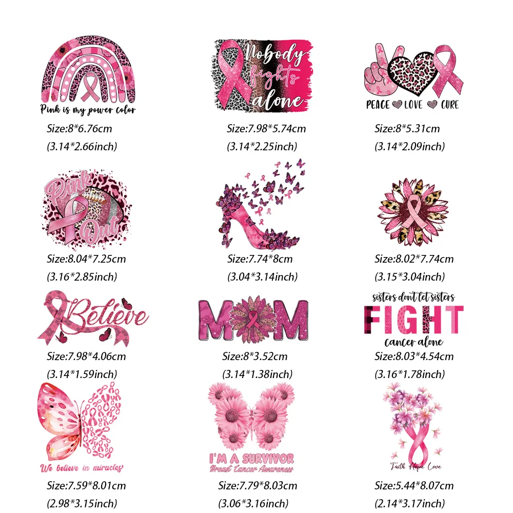 12Peice Anticancer Syndrome Diy Thermo Sticker Stickers Warmte Overdracht Kleding Strijken Handwerk Accessoire Sticker