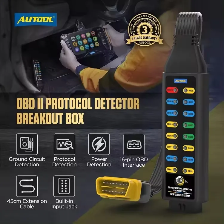 Autool Obd2 Breakout, Caja de Prueba de Protocolo Automotriz OBD2, Conector Automotriz, Detector de Automóviles, Herramientas de Diagnóstico