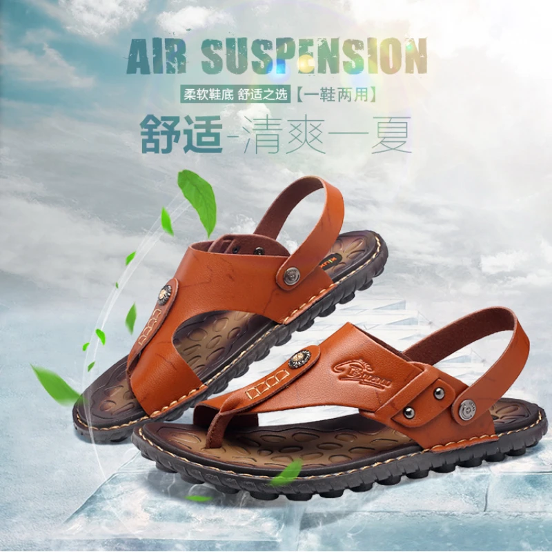 Men's Beach Open Toe Shoes Sandals High Quality Non-slip Men Slippers Breathable Two Uses Male Footwear Mens Summer Outdoor Shoe