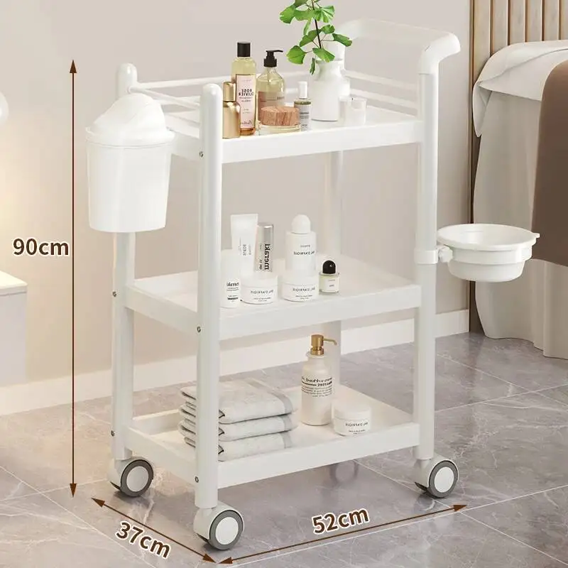 Manicure Storage Professional Iron Roulette Beauty Trolley Salon Auxiliary Cart Furniture Aesthetic Cosmetic Helper Wheels Tray