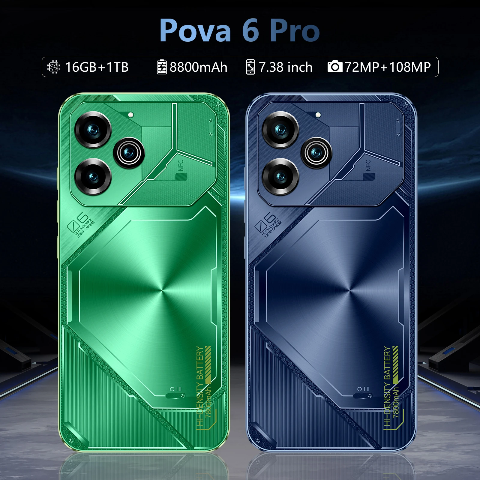 기존 Pova 6 Pro 7.38 인치 HD 화면 Snapdragon 8 Gen3 108MP 안드로이드 120Hz 8800mAh 5G 스마트폰 글로벌 버전 Celulares